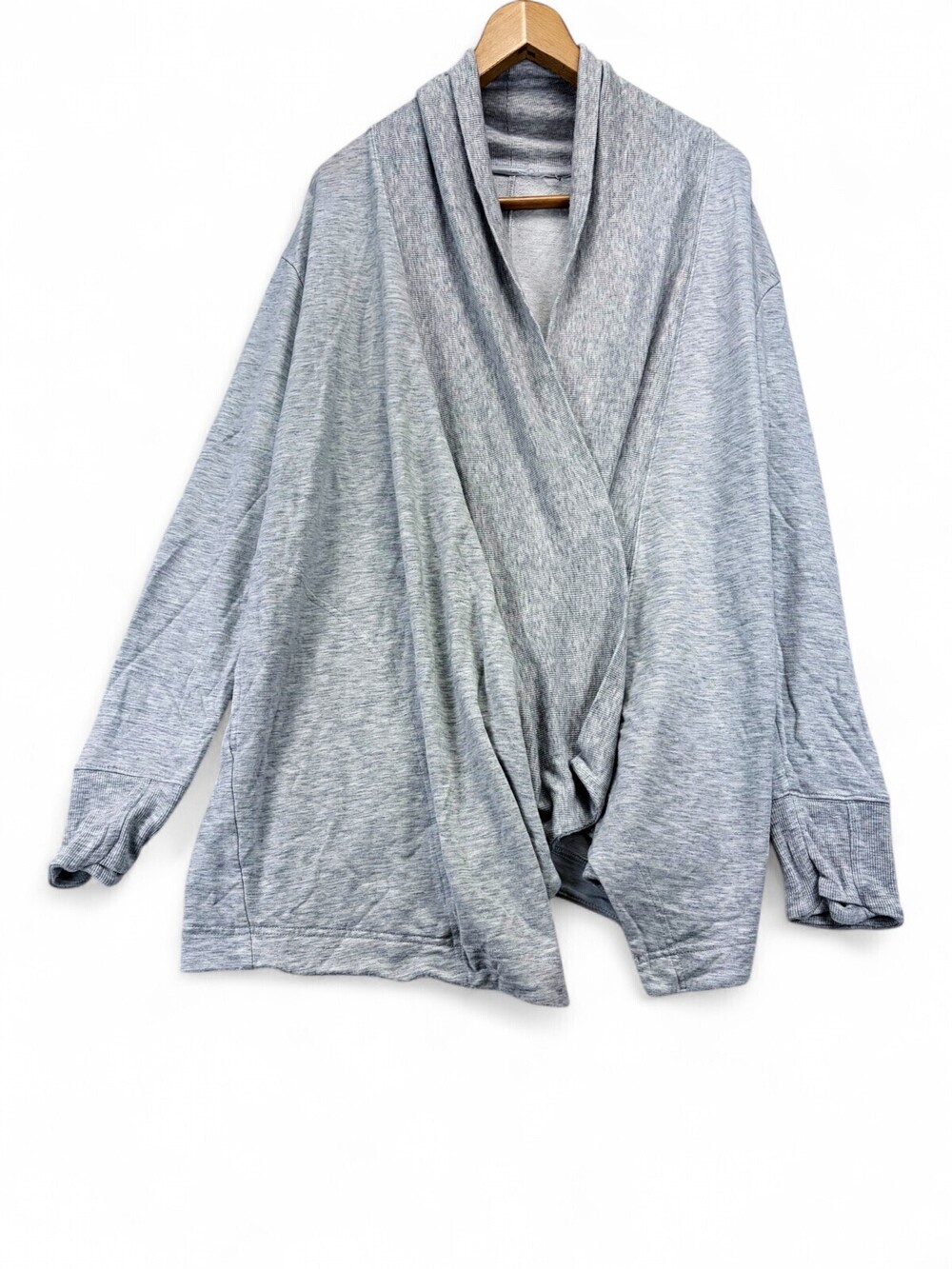 Athleta Draped Wrap Cardigan Lightweight Heather Gray Size L